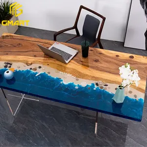 Gmart Forsale Mebel Ruang Tamu 6 Kaki, Tahan Panas Bening Sungai 3D Bangku Kenari Ruang Makan Resina Epoxi Meja untuk Meja Atas