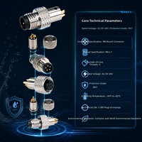 Connecteur d'aviation moulé par injection ADAMICU ABDX M8, 8 broches femelle pour appareils intelligents compacts ; Fiche de raccordement mâle-femelle M8