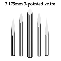 Lot de 10 fraises à 3 tranchants pyramidaux pour gravure, queue de 3,175 mm, 20/30/45/60/90 degrés, pour routeur CNC, outil de fraisage du bois