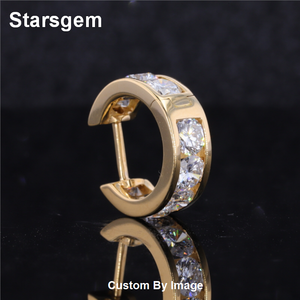Starsgem Boucle d'oreille de luxe en or massif 9K avec diamant de <span class=keywords><strong>laboratoire</strong></span> Boucles d'oreilles simples pour hommes et femmes - Product Image 1