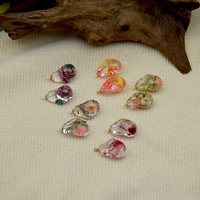 Aksesoris Liontin Model Daun Kelopak Bunga Bentuk Tetesan Resin Akrilik Lucite Gaya Fashion, Liontin Kacang Merah, Niche DIY