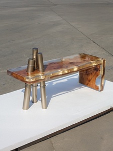 Banco Moderno y Sencillo de Resina Transparente, Taburete Largo de Madera Maciza, Personalizado, Comercial, Cuadrado, para Ocio y Espera, con Unión de Bambú - Product Image 4