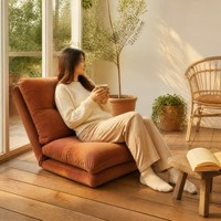 Fauteuil de sol pliable en velours côtelé avec coussin lombaire, chaise longue pliante pour salon et appartement, couleurs personnalisées, OEM