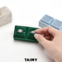 Boîte à bagues rectangulaire classique en velours avec logo personnalisé, portable, pour couple, pour fiançailles, mariage, coffret cadeau, boîte à bijoux pour anniversaire
