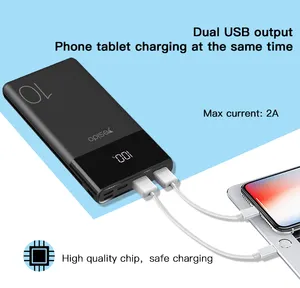 Yesido High Capacity Powerbank Dual Usb Port Mobile Phone 10000Mah Power Bank Portable