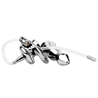 Serrure à pénis en métal en gros avec Plug anal urétral Cages de chasteté inversées Petit Plug anal en métal Anneau de pénis Cages à bite