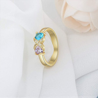 Bague en argent 925 personnalisée à deux tons en forme de cœur avec noms, cadeau d'anniversaire pour elle, petite amie, femme, bijoux