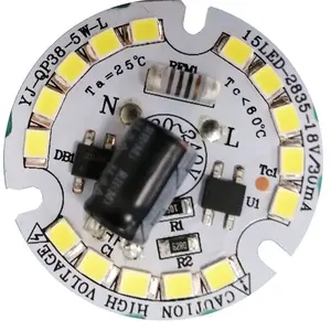 Tidak Berkedip 5W 120LM/W 220V AC SMD Modul LED Driverless DOB PCB PCBA untuk Lampu Bohlam dan Lampu Bawah