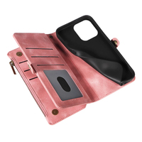 Étui portefeuille en cuir PU pour iPhone 13 Pro Max, 9 emplacements pour cartes + poche zippée pour pièces de monnaie, béquille, blocage RFID, 360° °   Protection