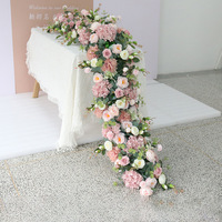 Décoration murale de fond de scène de mariage en fleurs de soie de style européen, faite à la main, transfrontalière, fausse longue bande pour hall d'exposition