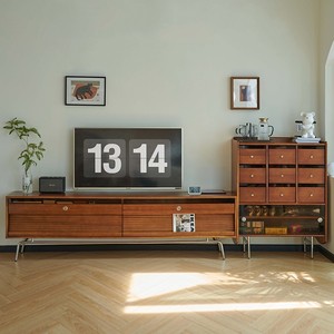 Mid Century Modern Solid Wood Tv Stand With Storage Drawers And Glass <b>Cabinet</b> For Living Room Furniture - Product Image 2