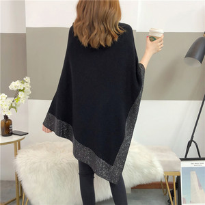 Nouvelle Collection Automne Hiver : Poncho Cape Pull-over en Tricot à Motif Losanges, Ample, Grande Taille, Uni, pour Femme, Gris - Product Image 5