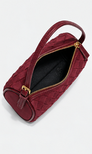 Sac à main bandoulière léger en suède pour femme, petit sac de soirée en forme de baril tressé, avec fermoir et sangle amovible pour l'automne - Product Image 6