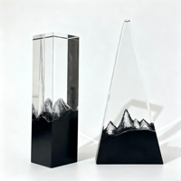 Trophée en bloc de marbre cristallin sablé 3D avec montagne enneigée à l'intérieur, gravure laser personnalisée, récompense pour un exploit majeur, plaque de récompense professionnelle