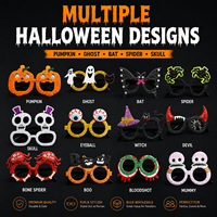 Lunettes de déguisement d'Halloween populaires et amusantes, avec crâne et chauve-souris scintillants, pour fêtes à thème et accessoires de photomaton