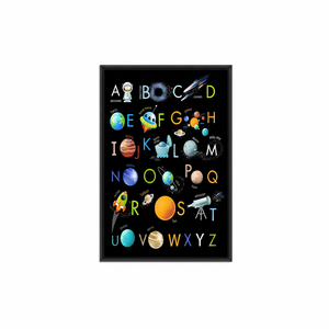 Elegant Printed Canvas Artwork: Alphabet Space Poster for Nursery Decor,<b>BLACK</b> <b>FRAMED</b> CANVAS - Product Image 2