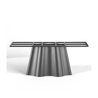 Table en marbre Calacatta avec base en acier inoxydable résistante à la chaleur |   Table à manger anti-rayures 6 places, taille personnalisée 140-240 cm