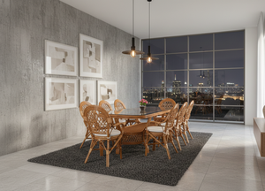 ชุดโต๊ะอาหารหวายขายดี ดีไซน์แบบดั้งเดิมสไตล์จาวา ชุดโต๊ะอาหารยาว คุณภาพพรีเมียมจากอินโดนีเซีย เฟอร์นิเจอร์ตกแต่งบ้าน - Product Image 2