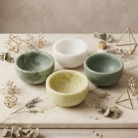 Bol en jade vert naturel sculpté à la main, forme ronde, artisanat en cristal, bols en jade blanc pour cadeau, prix d'usine