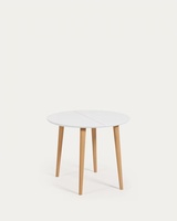 Table à manger extensible avec plateau en MDF et finition peinture métallique, pieds en placage de bois, extensible pour la maison, le restaurant, le café, fonctionnelle