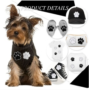 Bán Buôn Sắt Trên/Stick Trên Chân Màu Đen Slv Long Lanh Biên Giới Khăn Chenille Thêu Vá Chân In Con Chó Dấu Chân Chenille Các Bản Vá Lỗi - Product Image 6