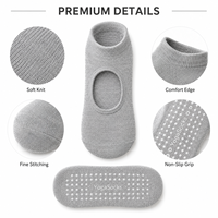 Chaussettes personnalisées brodées mignonnes en coton bambou et élasthanne, antidérapantes avec points en silicone, respirantes et à séchage rapide, idéales pour le yoga et le pilates, collection automne
