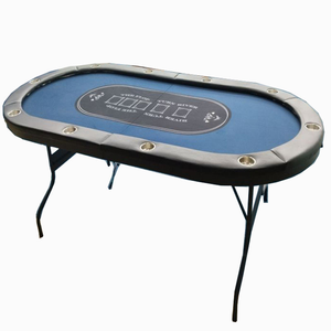 Table de <span class=keywords><strong>poker</strong></span> professionnelle Black Jack 7 joueurs avec logo personnalisé pour table de blackjack de guerre de casino avec jambe pliable, lumière LED et boîte de dépôt - Product Image 4