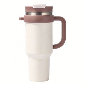 New Design Portable Double Wall Stainless Steel <b>Insulated</b> Car Cup Travel <b>Mug</b> 40oz Tumbler With Straw and Handle - Product Image 1