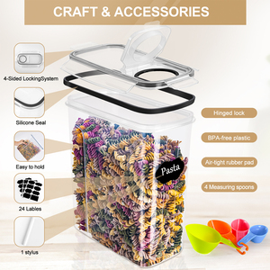 Juego de 6 Recipientes Herméticos de Plástico de 4L para Almacenamiento en Despensa y Cocina, Organizador para Cereales, Harina, Pasta, Nueces y Alimentos Secos - Product Image 2