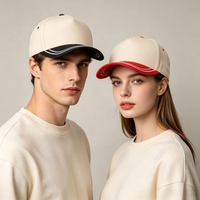 Casquette de baseball unisexe à 5 panneaux, bicolore, à visière double, avec logo personnalisé, en toile de coton, fermeture snapback