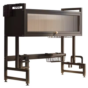 Nouvelle armoire de <span class=keywords><strong>rangement</strong></span> transparente à double niveau en métal anti-poussière pour la vaisselle de l'évier de <span class=keywords><strong>cuisine</strong></span> - Product Image 3
