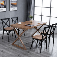 Chaise de salle à manger de style français avec dossier croisé en X et assise en bois pour restaurant et snack-bar