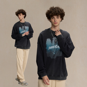 Sweat à capuche personnalisé pour homme 100% coton écologique imprimé tie-dye lavé avec poche et col à capuche - Product Image 2