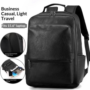 Cross-Border Unisex PU Leather Large-Capacity Business Commute Outdoor Travel Computer <strong>Backpack</strong> Zipper Fits 16-Inch <strong>Laptop</strong> - Product Image 3