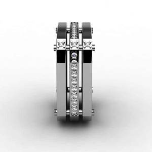 Anello da Uomo in Rame con Micro Zirconi Incastonati, Gioiello da Mano Elegante per Affari e Uso Quotidiano - Product Image 5