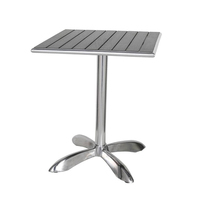 Table de bistrot ronde ou carrée d'extérieur en polybois avec base en aluminium pour terrasse d'hôtel, mobilier de salle à manger de jardin