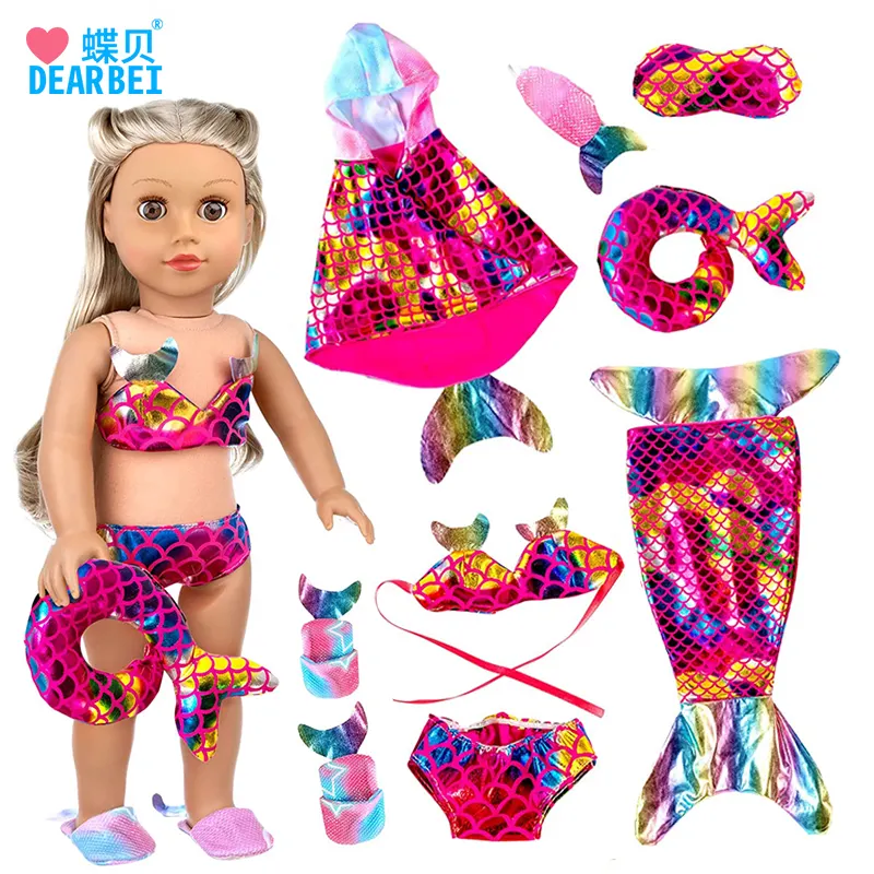 Vestiti per bambole americane da 18 pollici kit per sirena a squame di pesce colorato casa da gioco per bambini vestiti per bambini