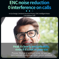 Lunettes intelligentes AI 1080P HD avec caméra 800W, appels Bluetooth, lecteur de musique, anti-tremblement EIS, compatible ENC avec iOS et Android