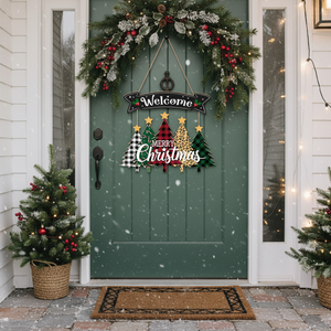 ป้ายไม้ติดผนังลายคริสต์มาส พร้อมพวงหรีดแขวนประดับประตูหน้าบ้าน ต้อนรับเทศกาลคริสต์มาส ตกแต่งต้นคริสต์มาส สไตล์บ้านไร่แบบเรียบง่าย - Product Image 3