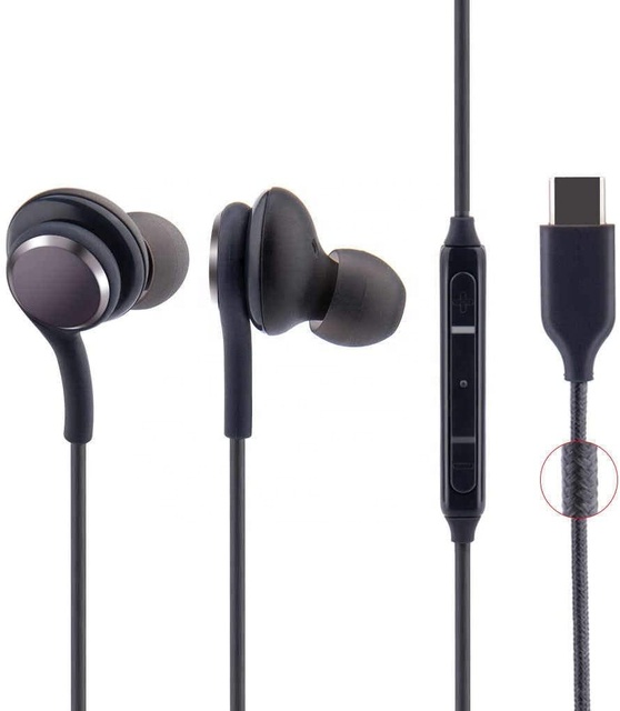 Type C Earbuds in Ear Earphones with Microphone Volume Control Headset for Samsung Note 10 S10 S20 A50 Earphone