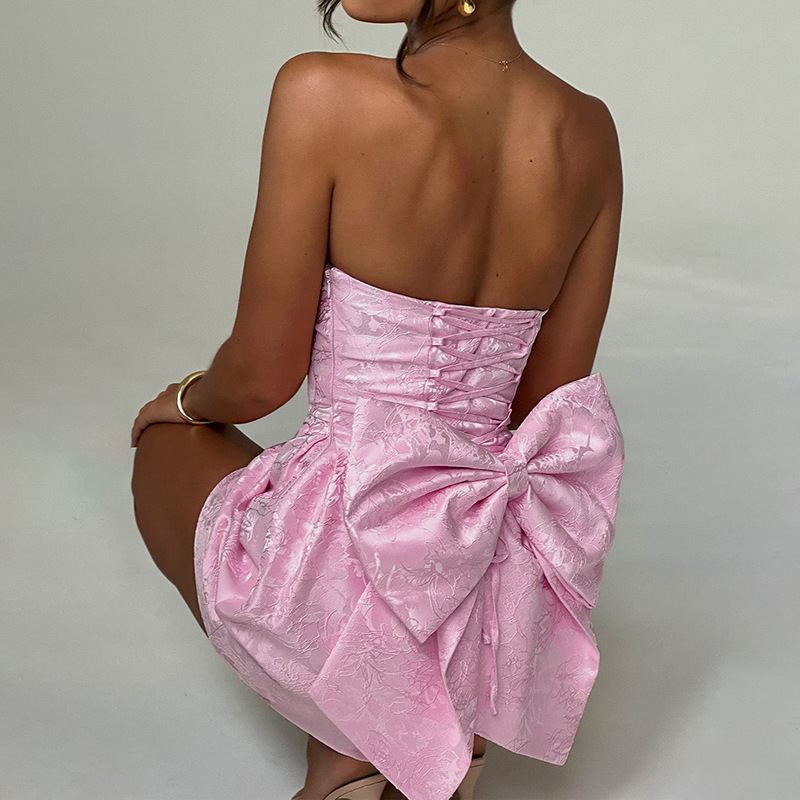 Strapless Homecoming Dresses for Teens Embroidery Short Prom Cocktail Mini  Party Dresses Bow on Back Cute Elegant Skirt 3207| Alibaba.com