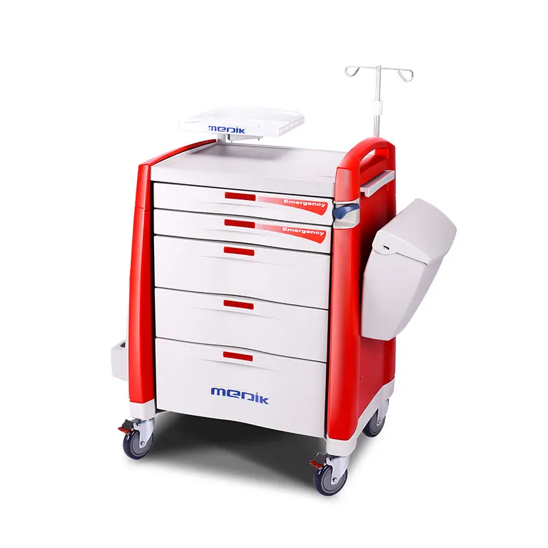 Hot Sale Medical ABS Emergency Room Treatment Trolley Crash Cart In Hospital With Defibrillator ISO