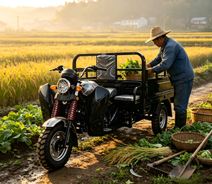 รถสามล้อเครื่องยนต์เบนซิน 200 ซีซี ระบายความร้อนด้วยอากาศ สำหรับผู้โดยสารผู้ใหญ่ ใช้ในฟาร์มขนส่งสินค้า รถสามล้อนี้ติดตั้งเครื่องยนต์แบบ R - Product Image 4