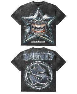 T-shirt Streetwear Corta Stile Vintage con Stampa a Sublimazione Lavaggio Acido, in Spugna di Cotone Pesante di Alta Qualità e Grafica alla Moda - Product Image 5