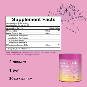 Probiotiques pour femmes + Poudre d'orme rouge : Équilibre du pH et soutien de l'hydratation intime pour la santé féminine, et soutien du sommeil pour adultes - Product Image 3