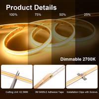 Bande LED flexible résistante à la chaleur et aux hautes températures pour sauna à vapeur, éclairage extérieur en silicone étanche IP68 COB LED