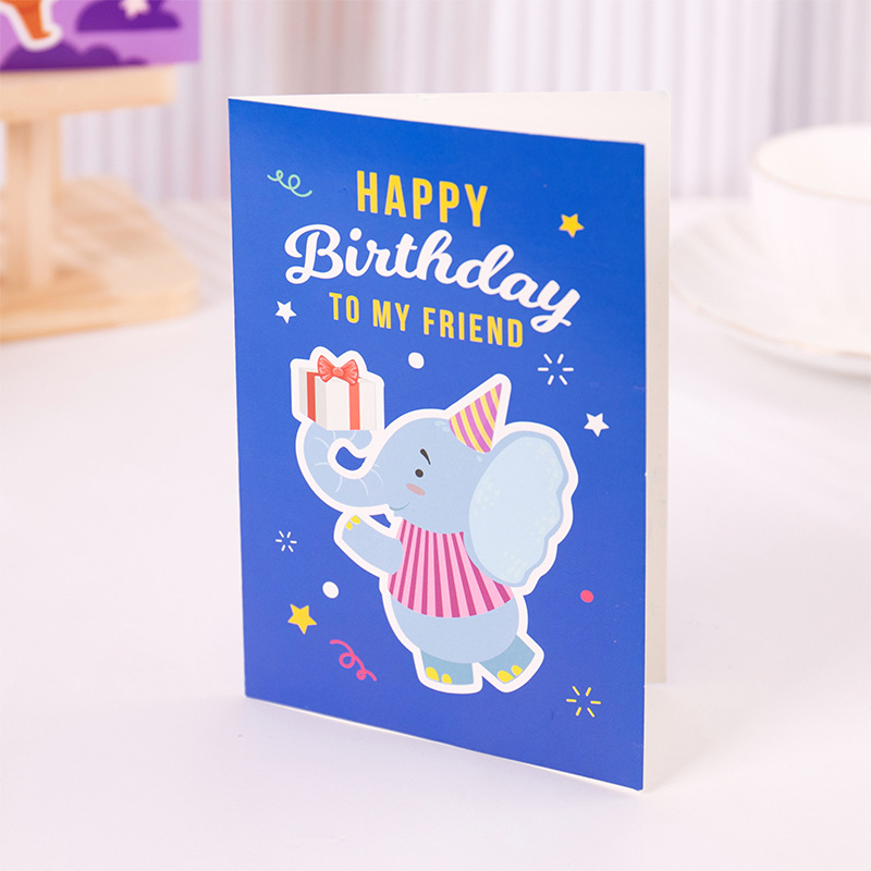 [06] Petit Éléphant - bleu Carte Unique Joyeux Anniversaire