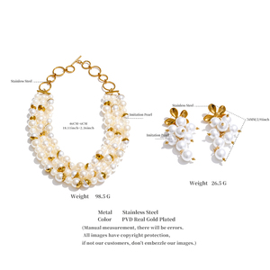 <span class=keywords><strong>Ensemble</strong></span> <span class=keywords><strong>collier</strong></span> et boucles <span class=keywords><strong>d</strong></span>'oreilles JINYOU 6968, perles élégantes, perles artificielles, perles de 18 carats, acier inoxydable, design exclusif, pour cadeau - Product Image 6