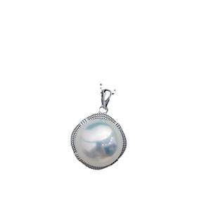 Pendentif en argent S925 avec perles rondes de 10-12 mm, accessoires de perles DIY, support vide pour collier en jade tendance 31163 - Product Image 5