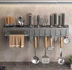 Portaoggetti da <span class=keywords><strong>Cucina</strong></span> in Metallo Elegante e Moderno Multiuso Sostenibile con Ganci Staccabili Portarotolo Separazione Asciutto/Bagnato - Product Image 2